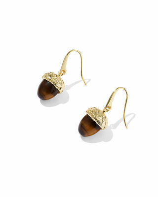 Kendra Scott Jewelry - Earrings Acorn Gold Drop Earrings Brown Tigers Eye