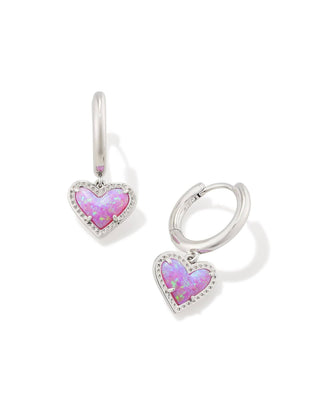 Kendra Scott Jewelry - Earrings Ari Heart Huggie Earrings Bubblegum Pink Silver