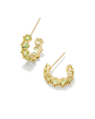 Kendra Scott Jewelry - Earrings Cailin Gold Crystal Huggie Earrings Peridot Crystal