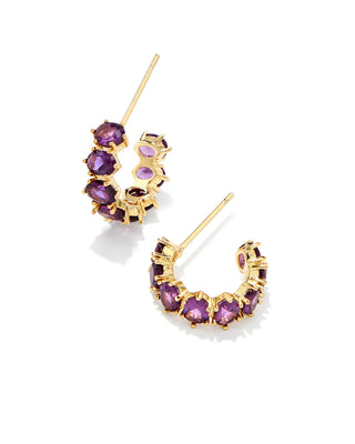 Kendra Scott Jewelry - Earrings Cailin Gold Crystal Huggie Earrings Purple Crystal