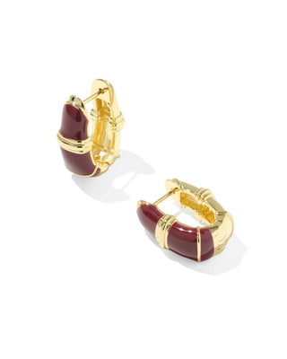 Kendra Scott Jewelry - Earrings Courtney Gold Enamel Huggie Earrings Burgundy