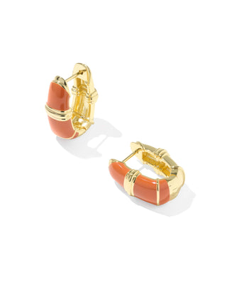 Kendra Scott Jewelry - Earrings Courtney Gold Enamel Huggie Earrings Dark Orange