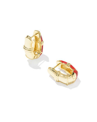 Kendra Scott Jewelry - Earrings Courtney Gold Enamel Huggie Earrings Red