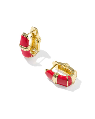 Kendra Scott Jewelry - Earrings Courtney Gold Enamel Huggie Earrings Red
