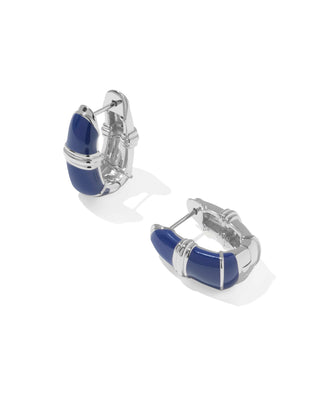 Kendra Scott Jewelry - Earrings Courtney Silver Enamel Huggie Earrings Dark Blue