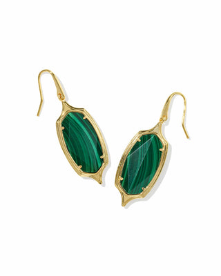 Kendra Scott Jewelry - Earrings Dani Stepped Frame Gold Drop Earrings Green Malachite