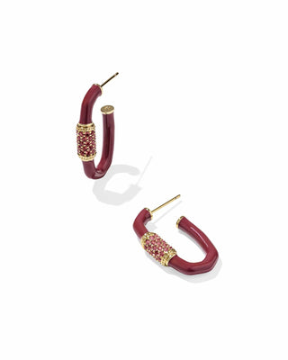 Kendra Scott Jewelry - Earrings Emery Gold Enamel Hoop Earrings Burgundy