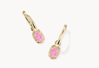 Kendra Scott Jewelry - Earrings Emilie Gold Huggie Earrings Pink Iridescent Glitter Glass
