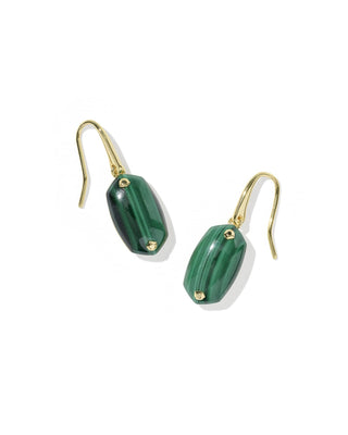 Kendra Scott Jewelry - Earrings Lee Riveted Gold Drop Earrings Green Malachite