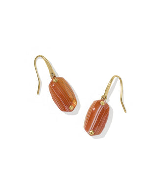 Kendra Scott Jewelry - Earrings Lee Riveted Gold Drop Earrings Variegated Orange Banded Agate