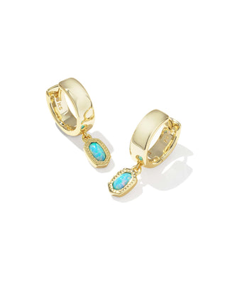 Kendra Scott Jewelry - Earrings Mini Ellie Gold Wide Huggie Earrings Blue Lab Grown Opal
