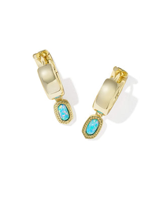 Kendra Scott Jewelry - Earrings Mini Ellie Gold Wide Huggie Earrings Blue Lab Grown Opal