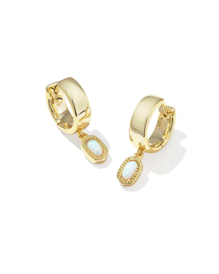 Kendra Scott Jewelry - Earrings Mini Ellie Gold Wide Huggie Earrings White Lab Grown Opal