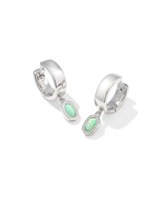 Kendra Scott Jewelry - Earrings Mini Ellie Silver Wide Huggie Earrings Green Lab Grown Opal