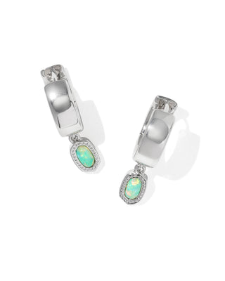 Kendra Scott Jewelry - Earrings Mini Ellie Silver Wide Huggie Earrings Green Lab Grown Opal