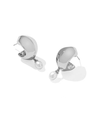 Kendra Scott Jewelry - Earrings Oakland Pearl Silver Huggie Earrings