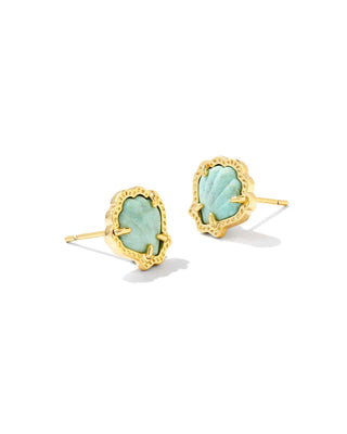 Kendra Scott Jewelry - Earrings Sale Brynne Shell Stud Earrings Gold Sea Green Chrysocolla