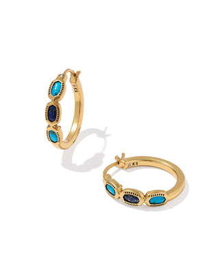 Kendra Scott Jewelry - Earrings Sale Mini Elisa Vintage Gold Hoop Earrings Blue Mix