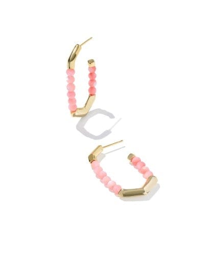 Kendra Scott Jewelry - Earrings Sale Sylvia Gold Pink Chalcedony Hoop Earrings