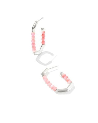 Kendra Scott Jewelry - Earrings Sale Sylvia Silver Pink Chalcedony Hoop Earrings