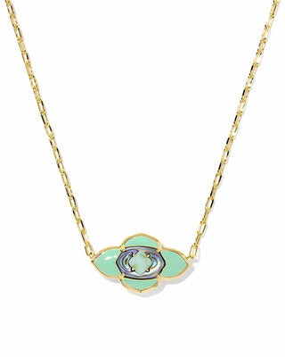 Kendra Scott Jewelry - Necklaces Abbie Gold Medallion Short Pendant Necklace Abalone Sea Green Mix