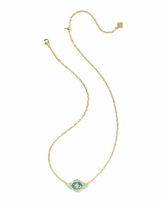 Kendra Scott Jewelry - Necklaces Abbie Gold Medallion Short Pendant Necklace Abalone Sea Green Mix