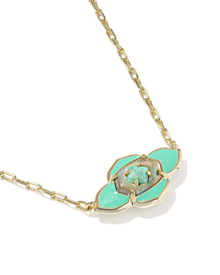 Kendra Scott Jewelry - Necklaces Abbie Gold Medallion Short Pendant Necklace Abalone Sea Green Mix