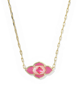 Kendra Scott Jewelry - Necklaces Abbie Gold Medallion Short Pendant Necklace Hot Pink Mix