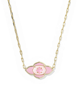 Kendra Scott Jewelry - Necklaces Abbie Gold Medallion Short Pendant Necklace Pink Mix