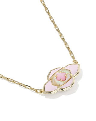 Kendra Scott Jewelry - Necklaces Abbie Gold Medallion Short Pendant Necklace Pink Mix