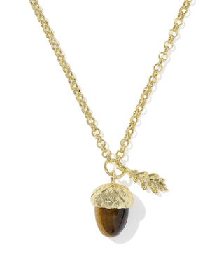 Kendra Scott Jewelry - Necklaces Acorn Gold Short Pendant Necklace Brown Tiger's Eye