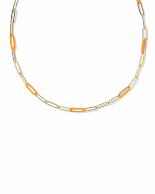 Kendra Scott Jewelry - Necklaces Courtney Gold Enamel Link & Chain Necklace Bright Orange