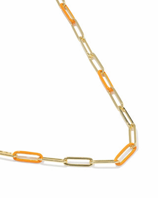 Kendra Scott Jewelry - Necklaces Courtney Gold Enamel Link & Chain Necklace Bright Orange