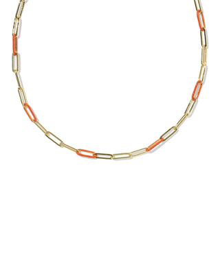 Kendra Scott Jewelry - Necklaces Courtney Gold Enamel Link & Chain Necklace Dark Orange