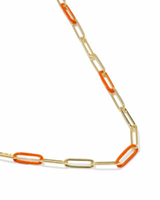 Kendra Scott Jewelry - Necklaces Courtney Gold Enamel Link & Chain Necklace Dark Orange