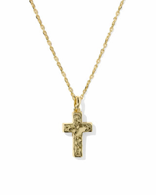 Kendra Scott Jewelry - Necklaces Cross Gold Pendant Necklace Matte Light Blue Dichroic Glass