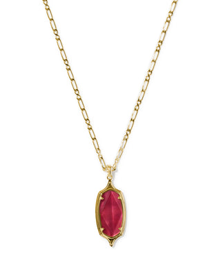 Kendra Scott Jewelry - Necklaces Dani Stepped Frame Gold Long Pendant Necklace Dark Pink Illusion