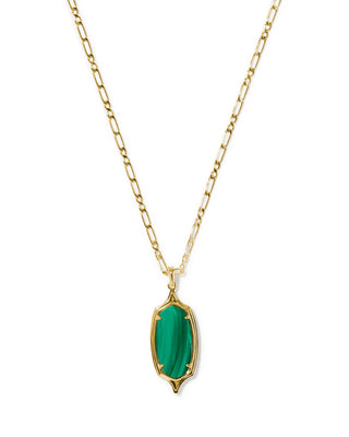 Kendra Scott Jewelry - Necklaces Dani Stepped Frame Gold Long Pendant Necklace Green Malachite