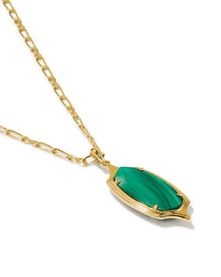 Kendra Scott Jewelry - Necklaces Dani Stepped Frame Gold Long Pendant Necklace Green Malachite