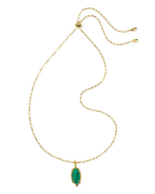 Kendra Scott Jewelry - Necklaces Dani Stepped Frame Gold Long Pendant Necklace Green Malachite