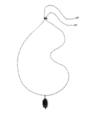 Kendra Scott Jewelry - Necklaces Dani Stepped Frame Silver Long Pendant Necklace Dark Indigo Illusion