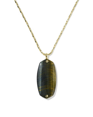 Kendra Scott Jewelry - Necklaces Danielle Riveted Gold Long Pendant Dark Brown Hawks Eye