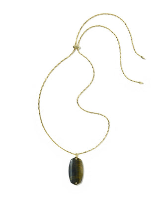 Kendra Scott Jewelry - Necklaces Danielle Riveted Gold Long Pendant Dark Brown Hawks Eye