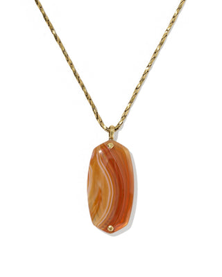 Kendra Scott Jewelry - Necklaces Danielle Riveted Gold Long Pendant Variegated Orange Banded Agate