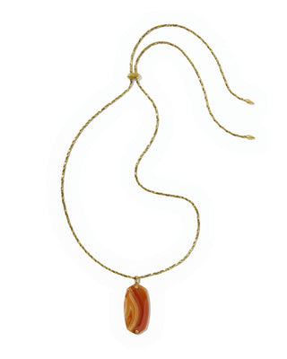 Kendra Scott Jewelry - Necklaces Danielle Riveted Gold Long Pendant Variegated Orange Banded Agate