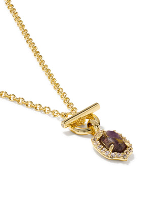 Kendra Scott Jewelry - Necklaces Daphne Crystal Frame Gold Toggle Necklace Bronzed Veined Purple Amethyst