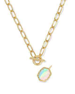 Kendra Scott Jewelry - Necklaces Daphne Gold Link and Chain Necklace White Opalescent Resin 7/25