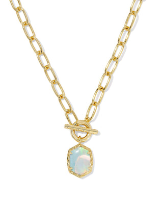 Kendra Scott Jewelry - Necklaces Daphne Gold Link and Chain Necklace White Opalescent Resin 7/25