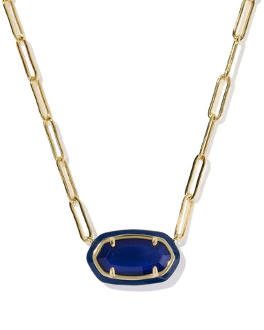 Kendra Scott Jewelry - Necklaces Elisa Enamel Frame Gold Paperclip Necklace Navy