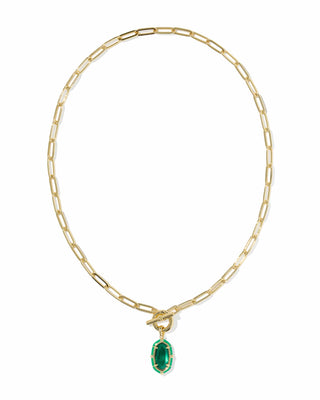 Kendra Scott Jewelry - Necklaces Elisa Gold Enamel Link & Chain Necklace Emerald Illusion
